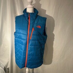 The North Face Quilted Vest Men's Medium Turquoise & Orange Like New Lightweight